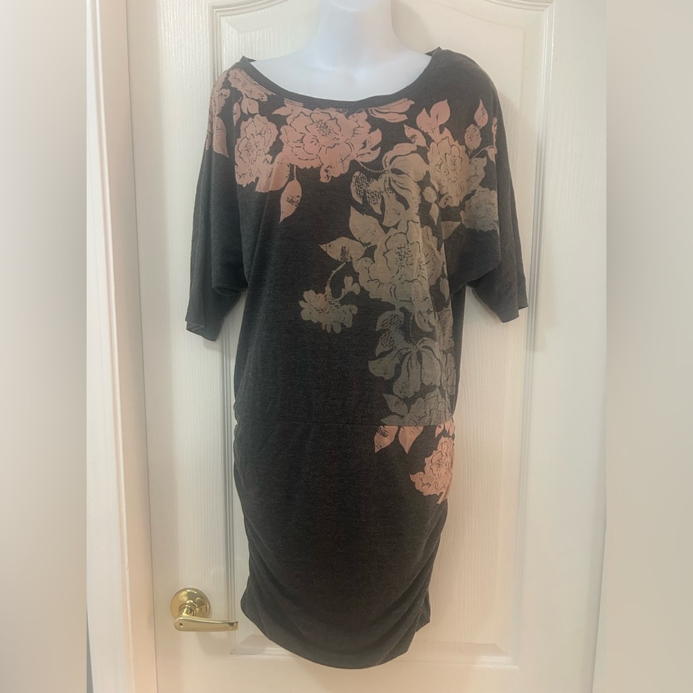 Floral Mini Dress Small Grey/Pink